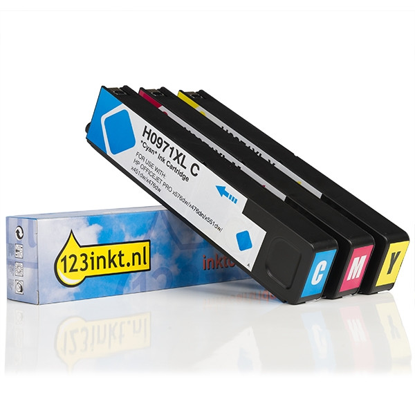 Marca 123tinta - HP 971XL cartuchos de tinta | Pack 3 colores 160129 - 1