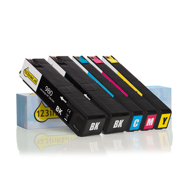 Marca 123tinta - HP 980 cartuchos de tinta | Pack 2 negros + 3 colores 160757 - 1