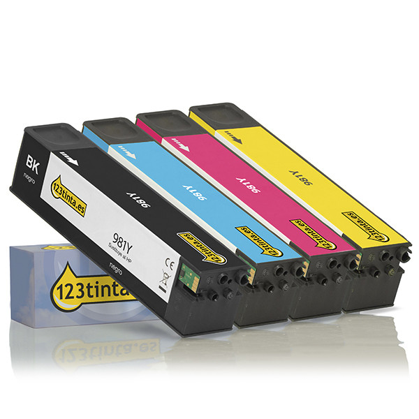 Marca 123tinta - HP 981X cartuchos de tinta | Pack negro + 3 colores 160179 - 1
