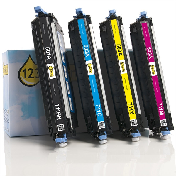 Marca 123tinta - Pack ahorro de HP 501A/ 503A: HP Q6470A, Q7581A, 82A, 83A negro + 3 colores  130022 - 1