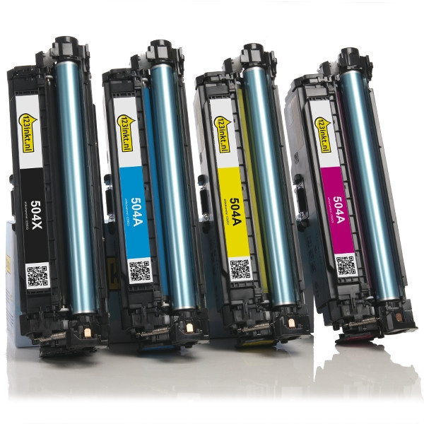 Marca 123tinta - Pack ahorro de HP 504X / 504A: HP CE250X, CE251A, CE252A, CE253A negro + 3 colores  130034 - 1