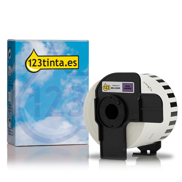 Marca 123tinta reemplaza a Brother DK-22205 Cinta de papel continua negra sobre morado 080807 - 1