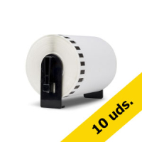 Marca 123tinta reemplaza a Brother DK-22243 cinta de papel adhesiva permanente blanca | Pack 10 uds