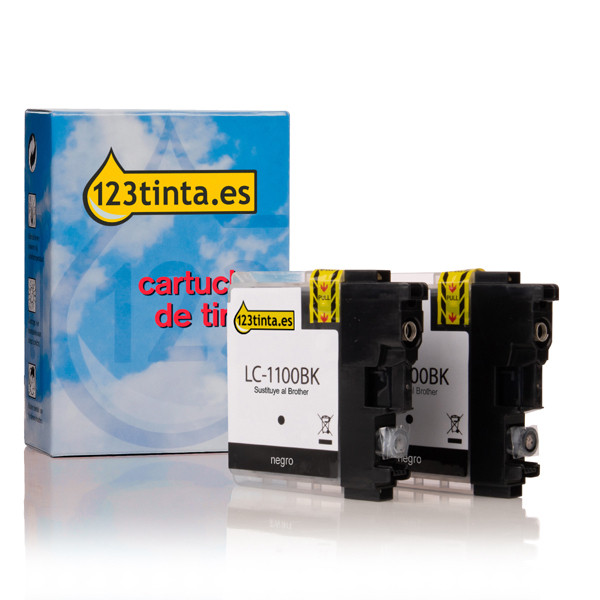 Marca 123tinta reemplaza a Brother LC-1100BKBP2 pack 2x cartucho de tinta negro LC-1100BKBP2C 132188 - 1