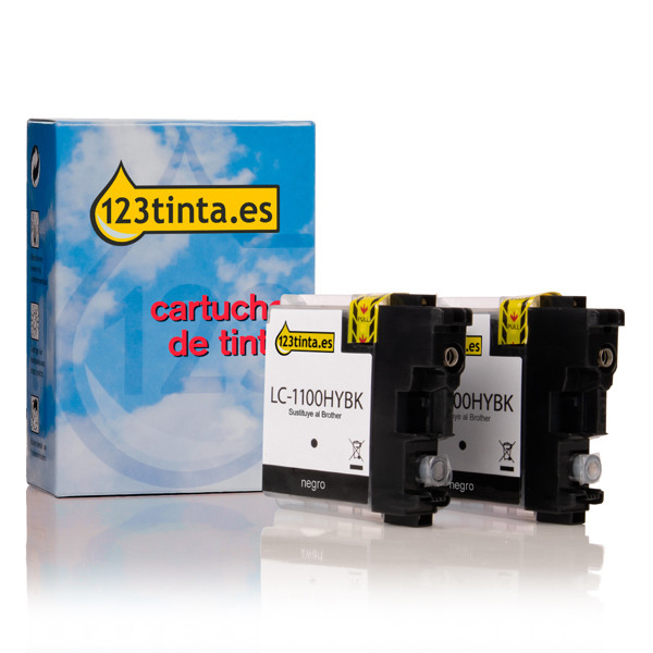 Marca 123tinta reemplaza a Brother LC-1100HYBKBP2 pack 2 cartuchos negros LC-1100HYBKBP2C 132189 - 1