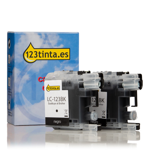 Marca 123tinta reemplaza a Brother LC-123BKBP2 cartucho de tinta negro | Pack 2 uds 132092 - 1