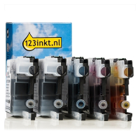 Marca 123tinta reemplaza a Brother LC-123 cartuchos de tinta | Pack 2 negros + 3 colores 160690