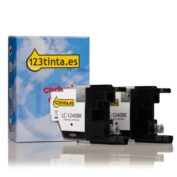 Marca 123tinta reemplaza a Brother LC-1240BKBP2 cartucho de tinta negro | Pack 2 uds 132093 - 1