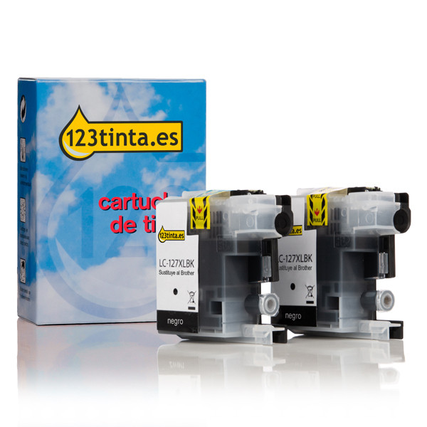 Marca 123tinta reemplaza a Brother LC-127XLBKBP2 pack 2 cartuchos negros LC-127XLBKBP2C 132132 - 1