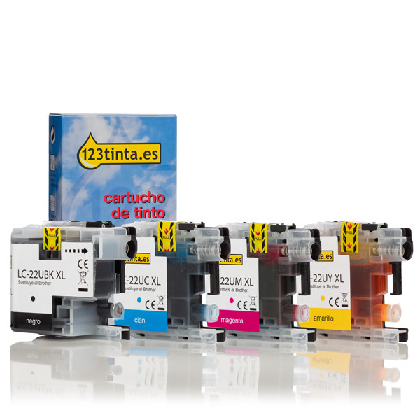 Marca 123tinta reemplaza a Brother LC-22U XL cartuchos de tinta | Pack negro + 3 colores 127242 - 1