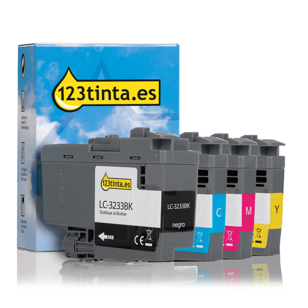 Marca 123tinta reemplaza a Brother LC-3233 cartuchos de tinta | Pack negro + 3 colores 127246 - 1