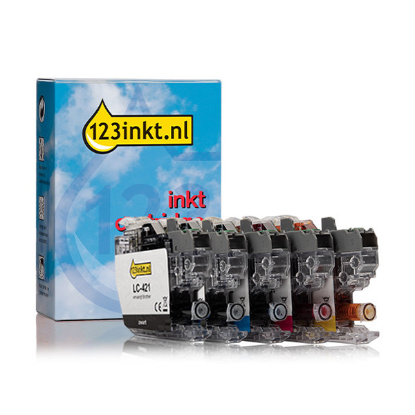 Marca 123tinta reemplaza a Brother LC-421 cartuchos de tinta | Pack 2 negros + 3 colores 160777 - 1