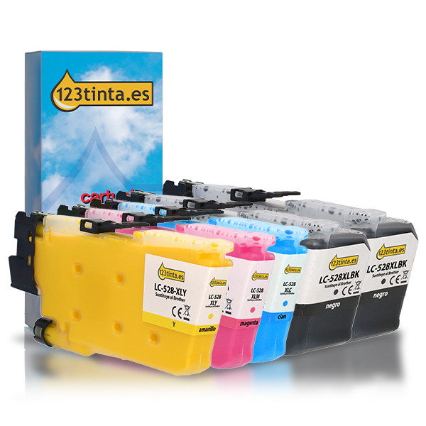 Marca 123tinta reemplaza a Brother LC-528XL cartuchos de tinta | Pack 2 negros + 3 colores 051587 - 1
