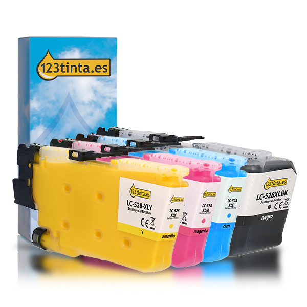 Marca 123tinta reemplaza a Brother LC-528XL cartuchos de tinta | Pack negro + 3 colores 051586 - 1
