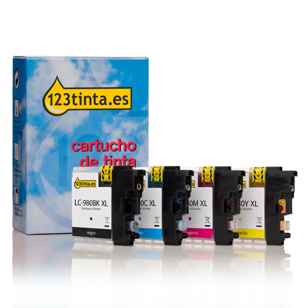 Marca 123tinta reemplaza a Brother LC-980VALBP cartuchos de tinta | Pack negro + 3 colores 132117 - 1
