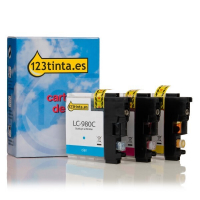 Marca 123tinta reemplaza a Brother LC-980 pack ahorro 3 cartuchos LC-980RBWBPC 132138