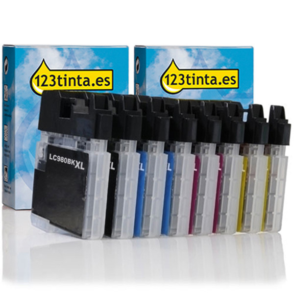 Marca 123tinta reemplaza a Brother LC-980 serie cartucho de tinta XL | Pack 2 uds 125943 - 1