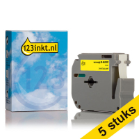 Marca 123tinta reemplaza a Brother M-K631BZ cinta no laminada negra sobre amarillo 12 mm | Pack 5 uds 650694
