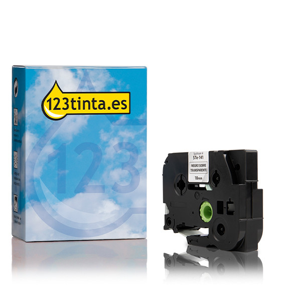 Marca 123tinta reemplaza a Brother STe-141 cinta negra sobre transparente 18 mm STe-141C 080693 - 1