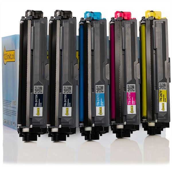 Marca 123tinta reemplaza a Brother TN-247 toners | Pack 2 negros + 3 colores 160698 - 1