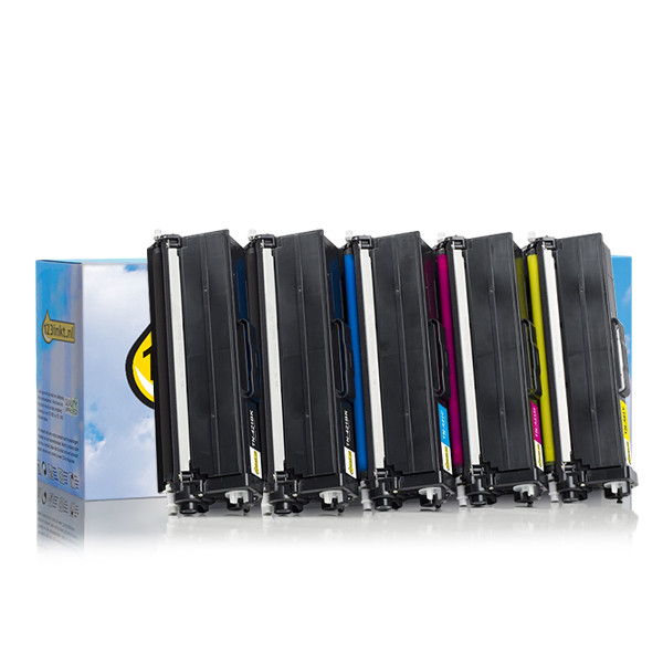 Marca 123tinta reemplaza a Brother TN-421 toners | Pack 2 negros + 3 colores 160697 - 1