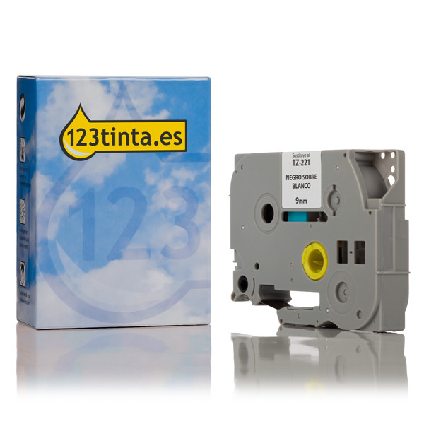 Marca 123tinta reemplaza a Brother TZe-221 cinta negro sobre blanco 9 mm TZe221C 080403 - 1