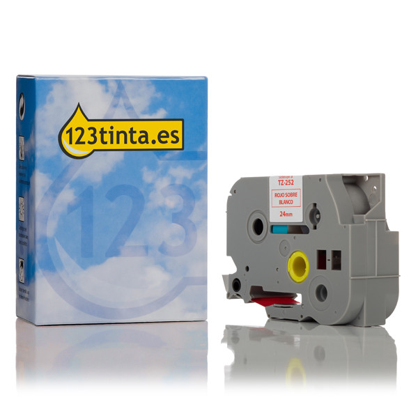 Marca 123tinta reemplaza a Brother TZe-252 cinta rojo sobre blanco 24 mm TZe252C 080449 - 1