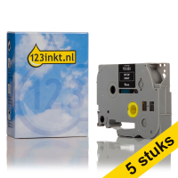 Marca 123tinta reemplaza a Brother TZe-325 cinta blanco sobre negro 9 mm | Pack 5 uds 650631