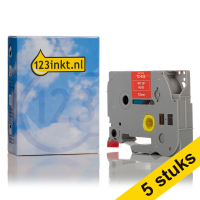 Marca 123tinta reemplaza a Brother TZe-435 cinta blanca sobre roja 12 mm | Pack 5 uds 650698
