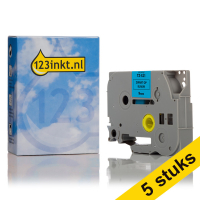 Marca 123tinta reemplaza a Brother TZe-521 cinta negra sobre azul 9 mm | Pack 5 uds 650703