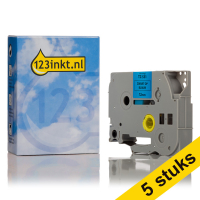 Marca 123tinta reemplaza a Brother TZe-531 cinta negra sobre azul 12 mm | Pack 5 uds 650660