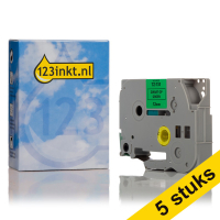 Marca 123tinta reemplaza a Brother TZe-731 cinta negra sobre verde 12 mm | Pack 5 uds 650664