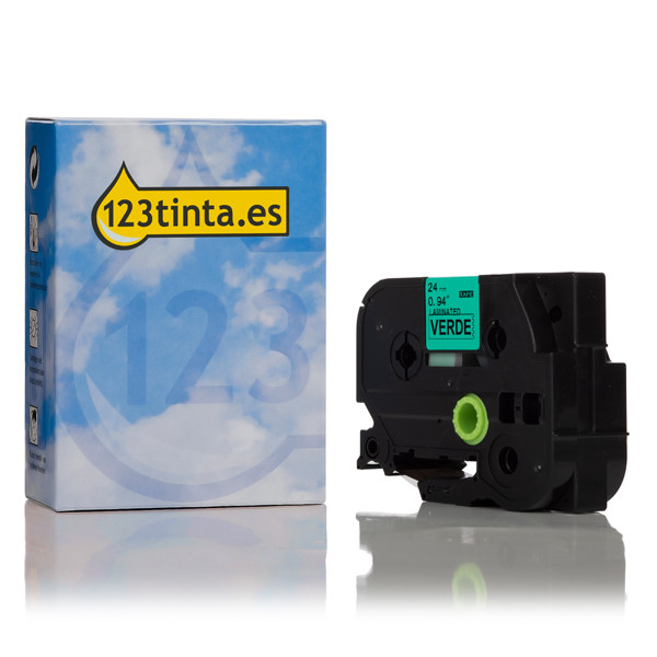 Marca 123tinta reemplaza a Brother TZe-751 cinta negro sobre verde 24 mm TZe751C 080551 - 1