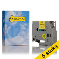 Marca 123tinta reemplaza a Brother TZe-C31 cinta negra sobre amarillo fluorescente de 12 mm | Pack 5 uds 650677