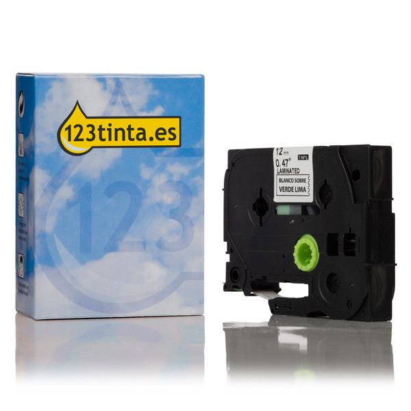 Marca 123tinta reemplaza a Brother TZe-MQG35 cinta blanco sobre verde lima 12 mm TZeMQG35C 080395 - 1