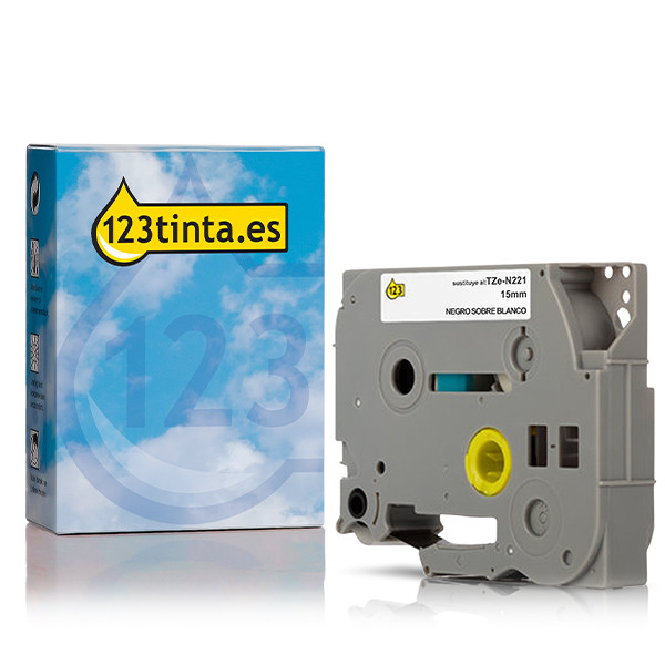 Marca 123tinta reemplaza a Brother TZe-N201 cinta no laminada negro sobre blanco 3,5 mm 080609 - 1