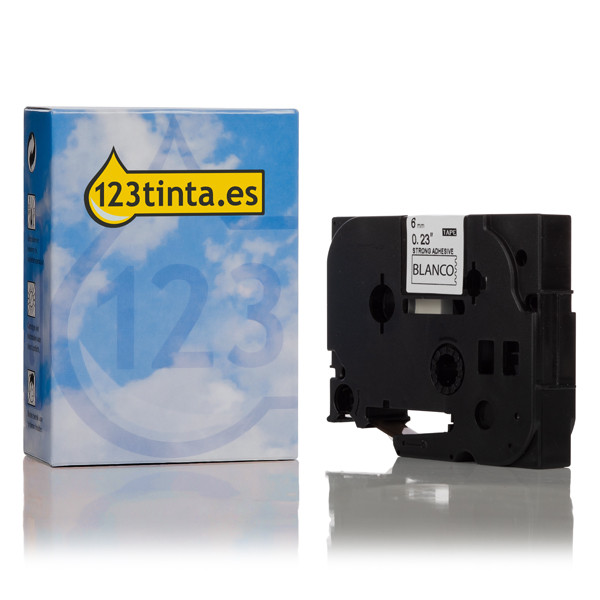Marca 123tinta reemplaza a Brother TZe-S211 cinta súper adhesiva negro sobre blanco 6 mm TZeS211C 080669 - 1