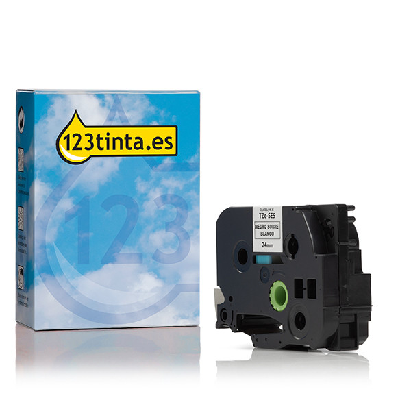 Marca 123tinta reemplaza a Brother TZe-SE5 Cinta de seguridad negra sobre blanca 24 mm TZe-SE5C 080557 - 1