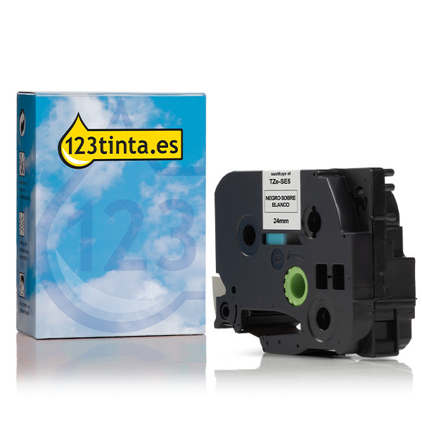 Marca 123tinta reemplaza a Brother TZe-SE5 Cinta de seguridad negra sobre blanca 24 mm 080557 - 1