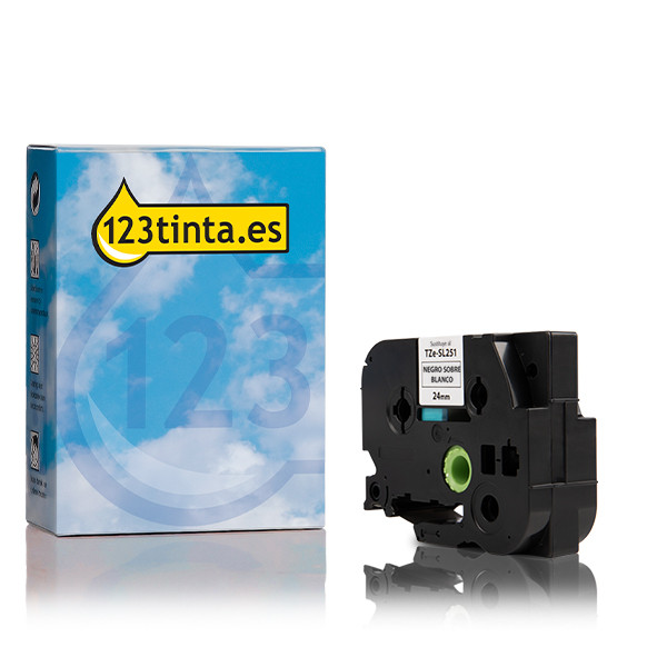 Marca 123tinta reemplaza a Brother TZe-SL251 cinta autolaminada negra sobre blanca 24 mm TZESL251C 080841 - 1