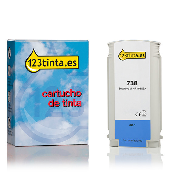 Marca 123tinta reemplaza a HP 738 (498N5A) cartucho de tinta cian 498N5AC 093281 - 1