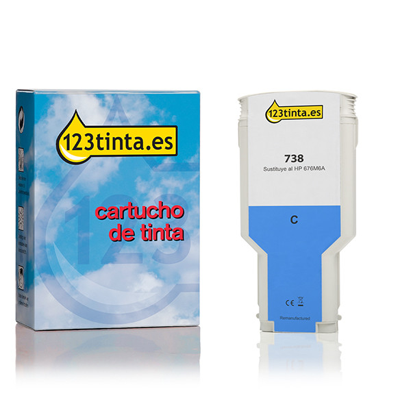 Marca 123tinta reemplaza a HP 738 (676M6A) cartucho de tinta cian XL 676M6AC 093289 - 1