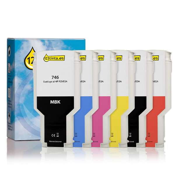 Marca 123tinta reemplaza a HP 746 Pack ahorro MBK/CR/C/M/Y/PBK 160236 - 1