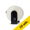 Marca 123tinta reemplaza a Pack: 10x Brother DK-44205 cinta de papel removible blanca