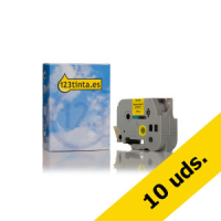 Marca 123tinta reemplaza a Pack: 10x Brother TZe-651 cinta negro sobre amarillo 24 mm