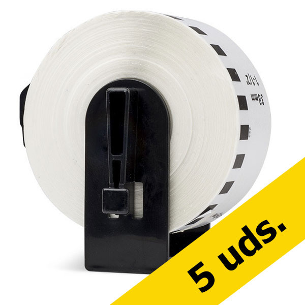 Marca 123tinta reemplaza a Pack: 5x Brother DK-22225 cinta de papel continuo blanca DK22225C 650622 - 1