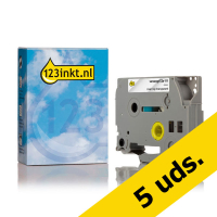 Marca 123tinta reemplaza a Pack: 5x Brother TZe-111 cinta negra sobre transparente 6 mm TZe111C 650634