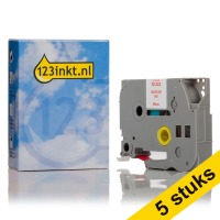 Marca 123tinta reemplaza a Pack: 5x Brother TZe-222 cinta rojo sobre blanco 9 mm TZe222C 650693