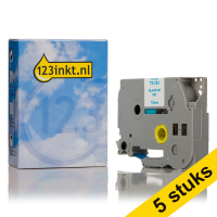 Marca 123tinta reemplaza a Pack: 5x Brother TZe-233 cinta azul sobre blanco 12 mm TZe233C 650640