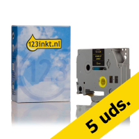 Marca 123tinta reemplaza a Pack: 5x Brother TZe-334 cinta dorada sobre negro 12 mm TZe334C 650651